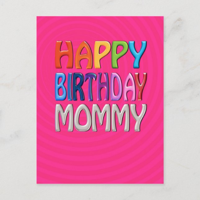 Happy Birthday Mummy - Happy Colourful Greeting Postcard (Front)
