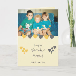 Happy Birthday Mummy orange grey photo Card