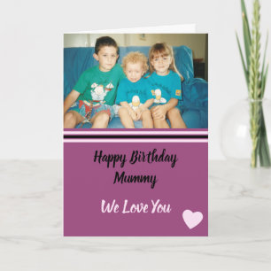 Happy Birthday Mummy purple and lilac photo Card