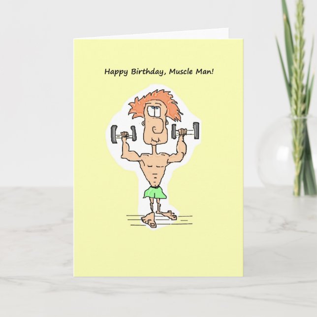 Happy Birthday, Muscle Man Card. Card (Front)