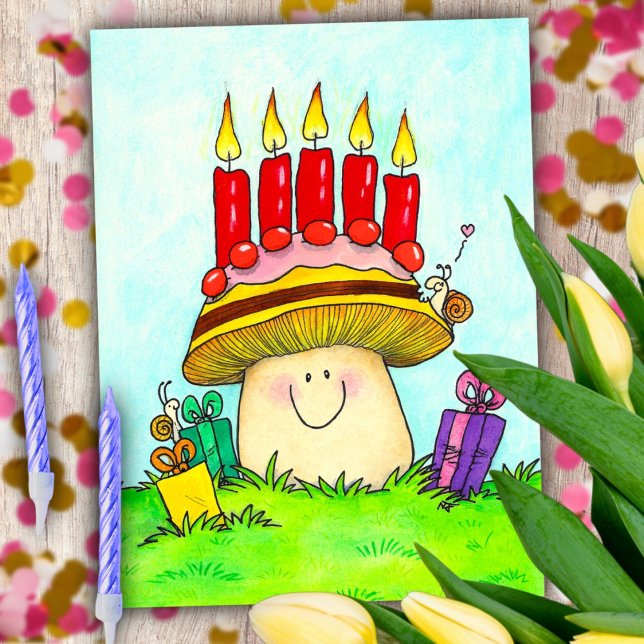 Happy Birthday Mushroom Postcard (Creator Uploaded)