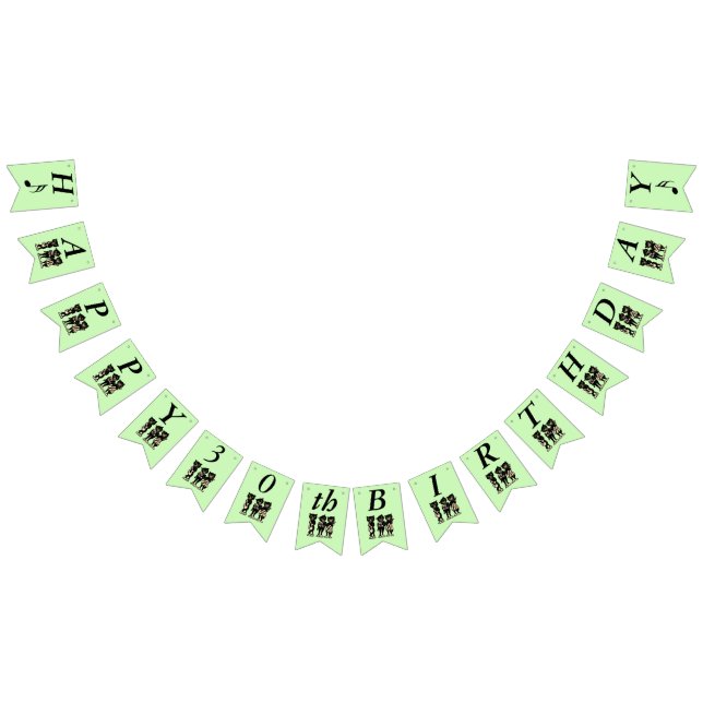 Happy Birthday Musician black Cats Playing Music Bunting (All)