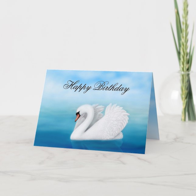Happy Birthday Mute Swan Card (Front)