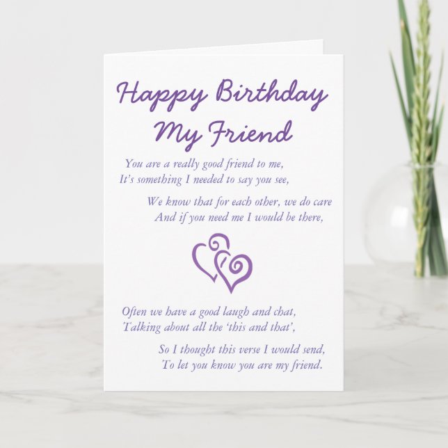 Happy Birthday My Friend Card (Front)
