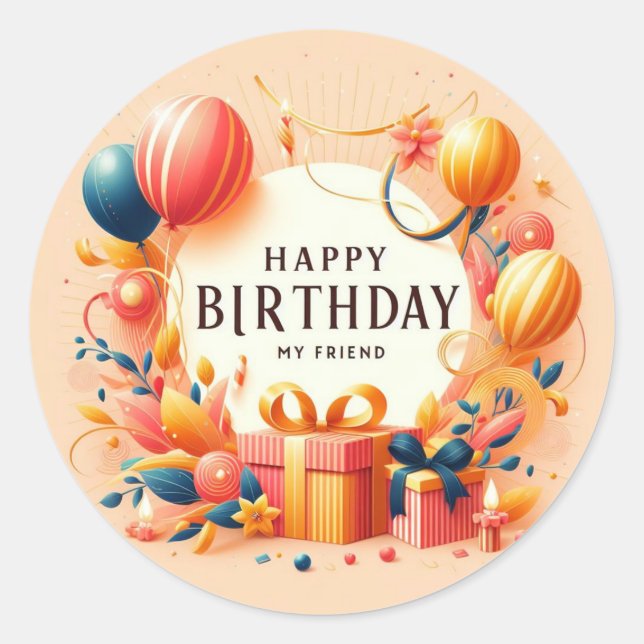 Happy Birthday my friend sticker (Front)