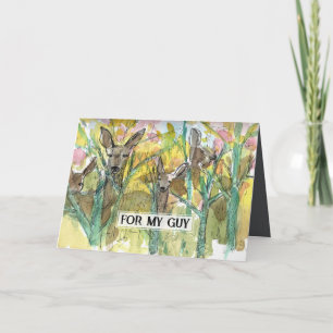 Happy Birthday My Guy Boyfriend Deer Field Trees Card