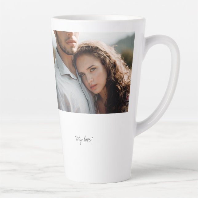 Happy Birthday My love Custom Photo Modern Minimal Latte Mug (Right)