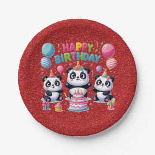 Happy Birthday, My Three Pandas, Paper Plate