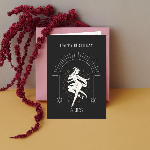 Happy Birthday Mystic Aries Zodiac Horoscope Card