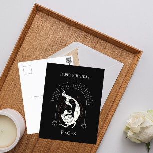 Happy Birthday Mystic Pisces Zodiac Horoscope Postcard