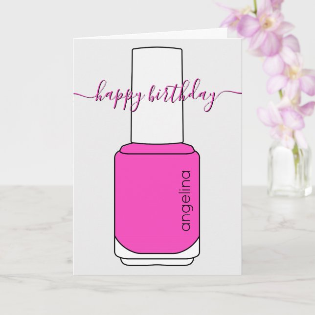 Happy Birthday Nail polish art Card (Orchid)