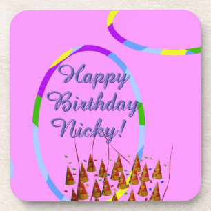 Happy Birthday Name  Coaster