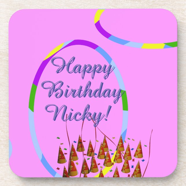 Happy Birthday Name  Coaster (Front)