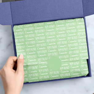 Happy Birthday Name Green Tissue Paper