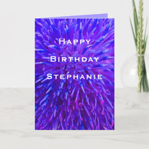 Happy Birthday, Name, Purple Abstract Greeting Card