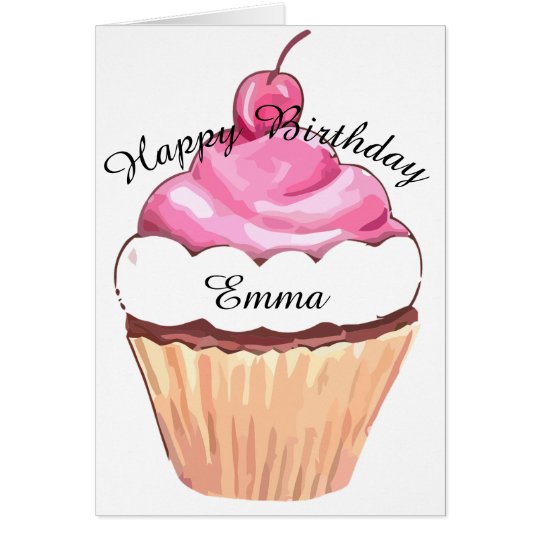  Happy Birthday Name Template  Cupcake Card Zazzle