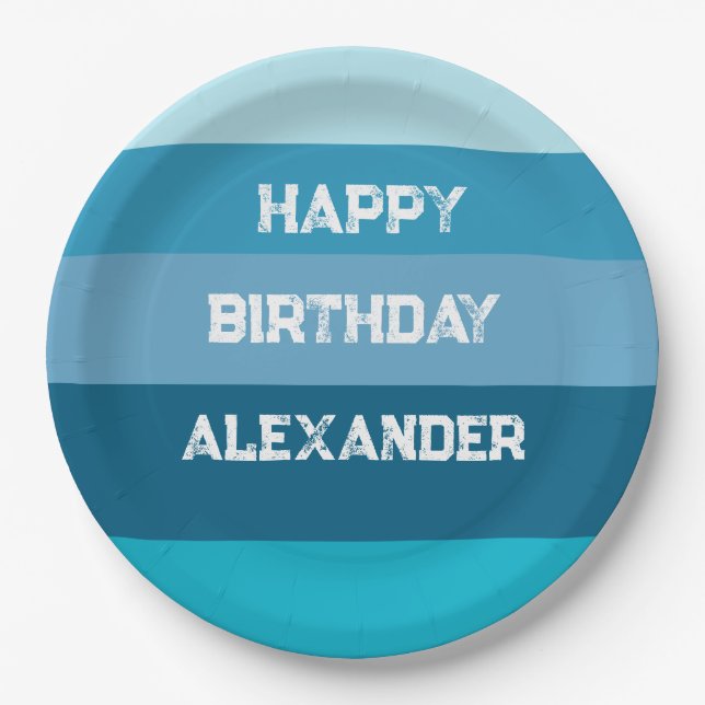 Happy Birthday Name Template Paper Plate (Front)