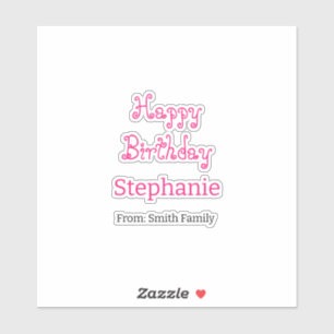 Happy Birthday Name Typography Pink Modern