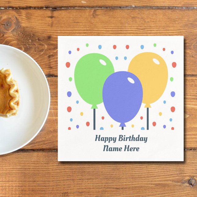 Happy Birthday Napkin with Coloured Balloons (Happy Birthday Napkin with Colored Balloons)