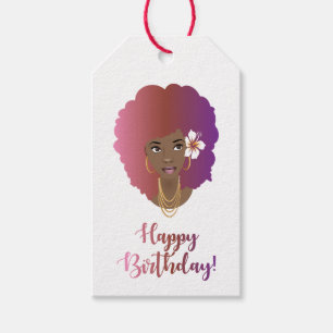 Happy Birthday   Natural Beauty Festive Afro Gift Tags