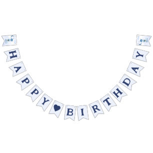 Happy birthday navy blue elephant bunting flags
