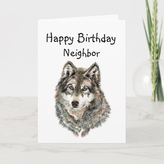 Happy Birthday Neighbour, Humour Wolf, Wolves Card (Front)
