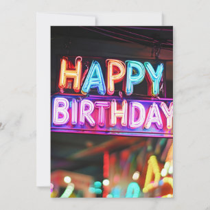 Happy Birthday Neon Sign Letters Banner Birthday Invitation