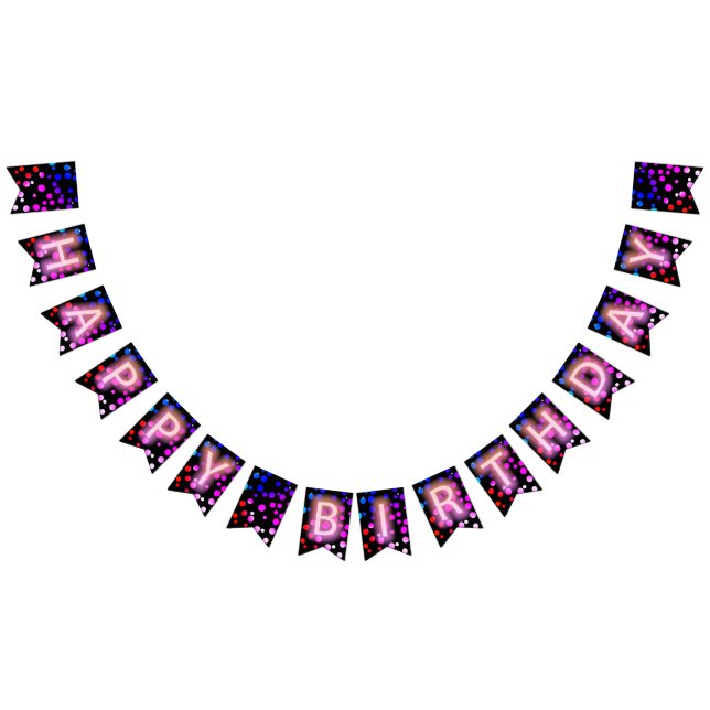 Happy Birthday Neon Sign with Dots (All)