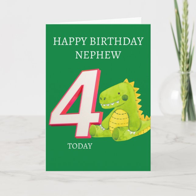 Happy Birthday Nephew - 4 Today Card (Front)