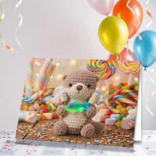 Happy Birthday Nephew Cute Otter and Candy Land Card