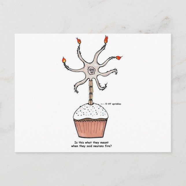 Happy Birthday Neuron Cupcake Postcard (Front)