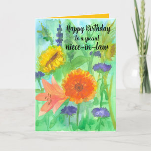 Happy Birthday Niece in Law Sunflower Garden  Card
