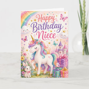 Happy Birthday Niece Magical Unicorn Greeting Card
