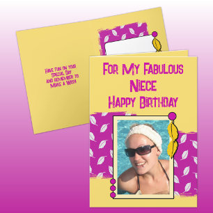 Happy Birthday niece photo pink yellow Card