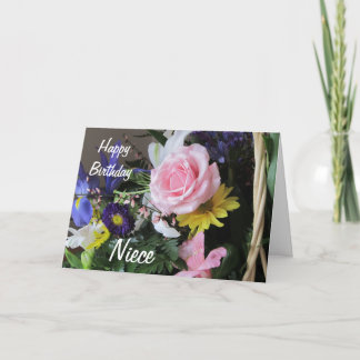 Happy Birthday Niece-Pink Rose Bouquet Card