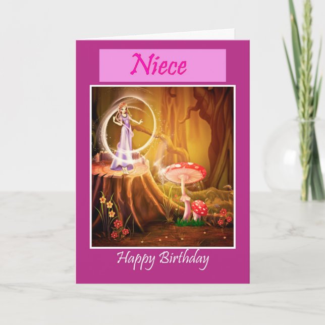 Happy Birthday Niece with fairy Niece birthday Card (Front)