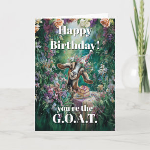Happy Birthday Nubian Goat Garden Flowers Card