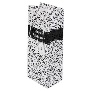Happy Birthday Number 55 Pattern Black/White Wine Gift Bag