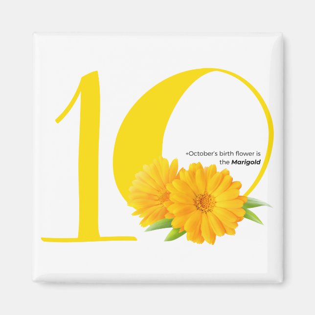 happy birthday : October birth flower Marigold Magnet (Front)