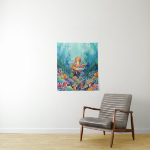 Happy Birthday Octopus Ocean Sea Life Water Fish Tapestry
