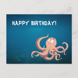 Happy Birthday Octopus Postcard