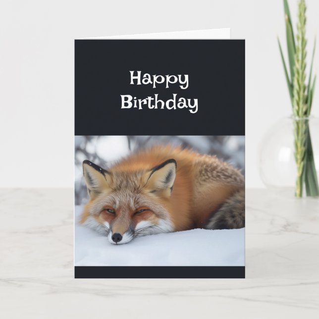  Happy Birthday Old Timer Cute Fox Animal Fun Card (Front)