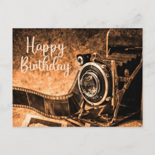Happy Birthday Old Vintage Film Camera Postcard