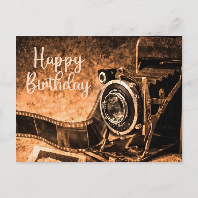 Happy Birthday Old Vintage Film Camera   Postcard (Front)