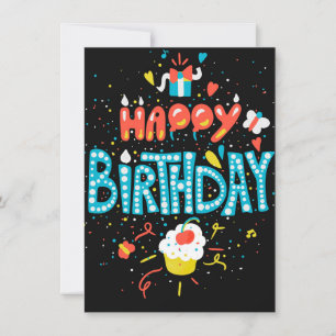 Happy Birthday on Black Invitation