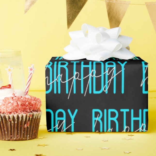 Happy Birthday On Black Wrapping Paper (Birthday Party)