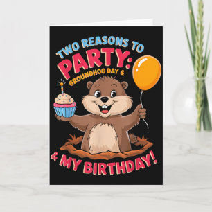 Happy Birthday On Groundhog Day 2025 Cute Birthday Card