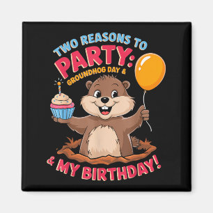 Happy Birthday On Groundhog Day 2025 Cute Birthday Magnet