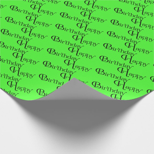 Happy Birthday on neon green Wrapping Paper (Corner)