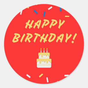 Happy birthday on red classic round sticker